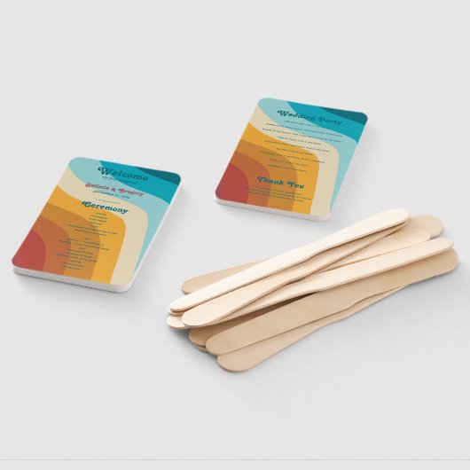 Retro 70's farbenfrohe Rainbow Waves Hochzeitsprog Fächer (Non-assembled)