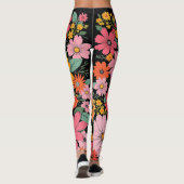 Retro 70s Floral Groovy Daisy Backdrop black Leggings (Rückseite)