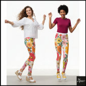 Retro 70s Floral Groovy Daisy Backdrop Leggings