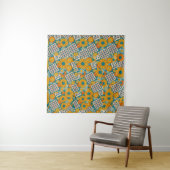 Retro 70s Floral Patchwork Pattern Wandteppich (Beispiel)