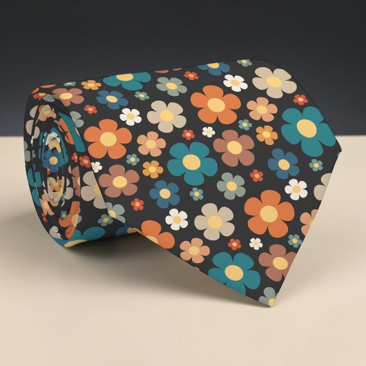 Retro 70s Flower Classic Custom Necktie Krawatte