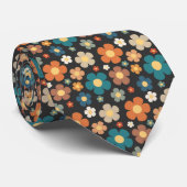 Retro 70s Flower Classic Custom Necktie Krawatte (Gerollt)