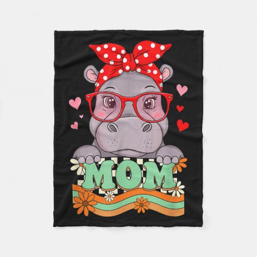 Retro 70s Flower Hip Mom Mama Grandma Mother's Day Fleecedecke (Vorderseite)