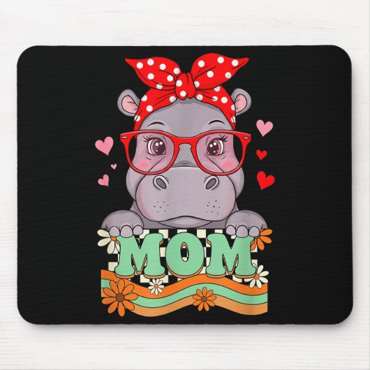 Retro 70s Flower Hip Mom Mama Grandma Mother's Day Mousepad (Vorne)