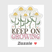Retro 70s Groovy Daisy Keep On Growing Aufkleber (Blatt)