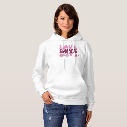 Retro 70s Groovy "Love" Typography Hoodie (Vorne ganz)
