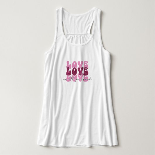 Retro 70s Groovy "Love" Typography Tank Top (Design Vorderseite)