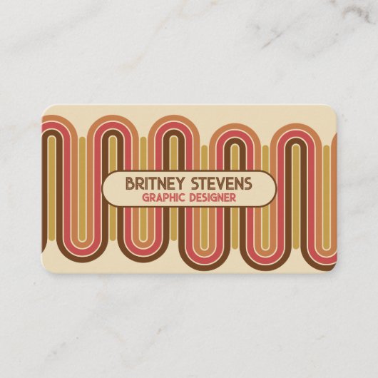 Retro 70's Groovy Rainbow Arch Stripes Design Visitenkarte (Vorderseite)