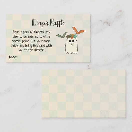 Retro 70's Halloween Baby Duwer Diaper Raffle Begleitkarte (Vorne/Hinten)