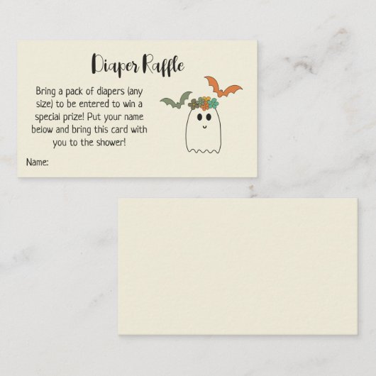 Retro 70's Halloween Baby Duwer Diaper Raffle Enc Begleitkarte (Vorne/Hinten)
