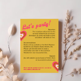 Retro 70's Hellgelb, orange, rosa Hochzeit RSVP Karte