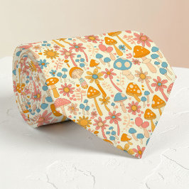 Retro 70s Mushroom Classic Custom Necktie Krawatte
