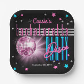 Retro 70's Neon Look Disco Ball Bachelorette Pappteller (Vorderseite)