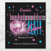 Retro 70's Neon Look Disco Ball Bachelorette Weinetikett (Einzelnes Label)