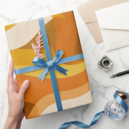 Retro 70s Orange Mustard Wave Abstract Pattern Geschenkpapier