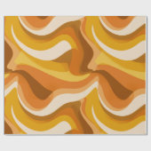 Retro 70s Orange Mustard Wave Abstract Pattern Geschenkpapier (Flach)