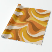 Retro 70s Orange Mustard Wave Abstract Pattern Geschenkpapier (Ungerollt)