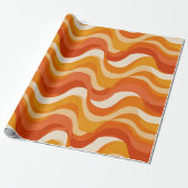 Retro 70s Orange Mustard Wave Abstract Pattern Geschenkpapier (Ungerollt)