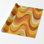 Retro 70s Orange Mustard Wave Abstract Pattern Geschenkpapier (Ungerollt)