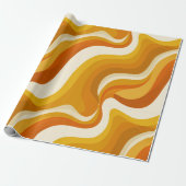 Retro 70s Orange Mustard Wave Abstract Pattern Geschenkpapier (Ungerollt)