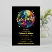 Retro 70's Party Disco Ball Sparkle Folieneinladung (Stehend vorne)