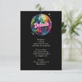 Retro 70's Party Disco Ball Sparkle Glam Wedding  Begleitkarte (Stehend Vorderseite)