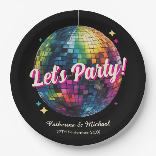 Retro 70's Party Disco Ball Sparkle Pappteller (Vorderseite)