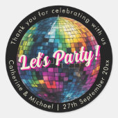 Retro 70's Party Disco Ball Sparkle Runder Aufkleber (Vorderseite)