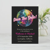 Retro 70's Party Disco Ball Sparkle Save The Date (Stehend Vorderseite)