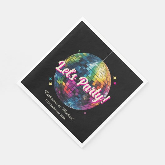 Retro 70's Party Disco Ball Sparkle Serviette (Ecke)