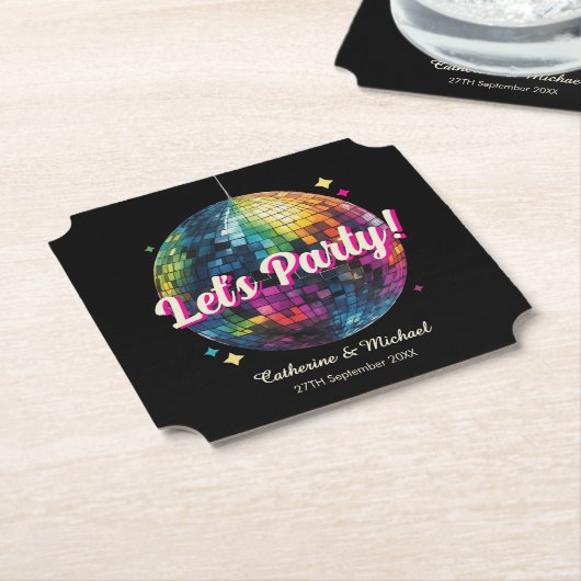 Retro 70's Party Disco Ball Sparkle Untersetzer (angewinkelt)