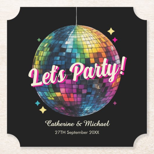 Retro 70's Party Disco Ball Sparkle Untersetzer (Vorderseite)