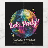 Retro 70's Party Disco Ball Sparkle Weinetikett (Einzelnes Label)