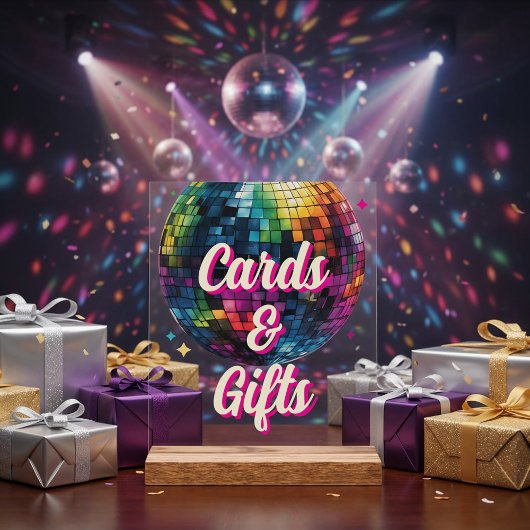 Retro 70's Party Disco Ball Wedding Cards & Gifts Acrylschild