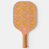 Retro 70's Pastel Peach Monogram Topography Pickleball Schläger (Vorderseite)