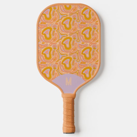Retro 70's Pastel Purple Monogram Topography  Pickleball Schläger (Vorderseite)