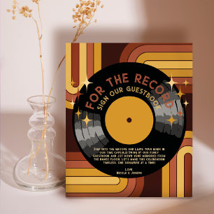 Retro 70's Rainbow Vinyl Record Wedding Gästebuch Sockelschild