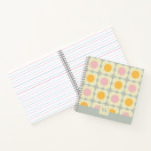 Retro 70s Scandi Flowers - Pink and Yellow on Gray Notizblock (Innenseite)