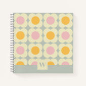Retro 70s Scandi Flowers - Pink and Yellow on Gray Notizblock (Vorderseite)