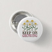 Retro 70s Smiley Face Daisy Keep On Growing Button (Vorne & Hinten)