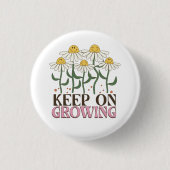 Retro 70s Smiley Face Daisy Keep On Growing Button (Vorderseite)