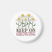 Retro 70s Smiley Face Daisy Keep On Growing Magnet (Vorne)