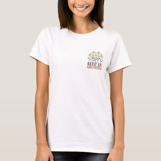 Retro 70s Smiley Face Daisy Keep On Growing T-Shirt (Vorderseite)