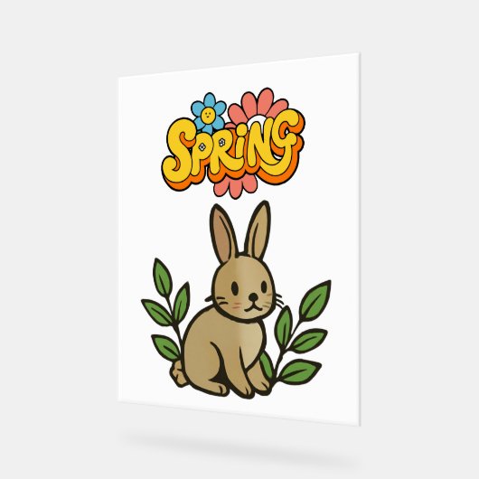 Retro 70s Spring Bunny Graphic Design Acrylschild (Winkel)