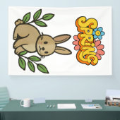 Retro 70s Spring Bunny Graphic Design Banner (Messe)