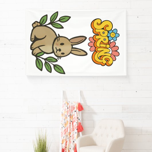Retro 70s Spring Bunny Graphic Design Banner (InSitu)
