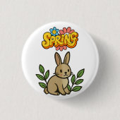 Retro 70s Spring Bunny Graphic Design Button (Vorderseite)