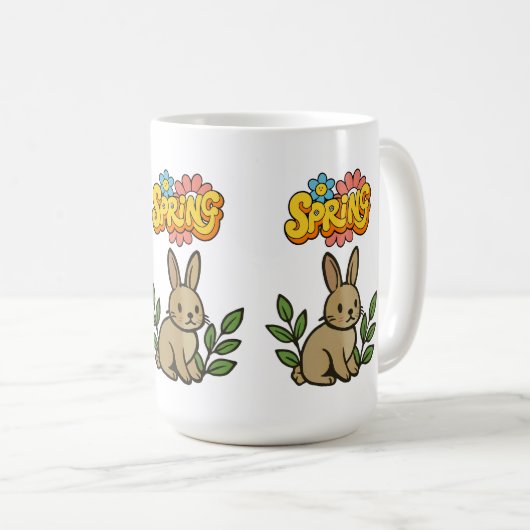 Retro 70s Spring Bunny Graphic Design Kaffeetasse (VorderseiteRechts)