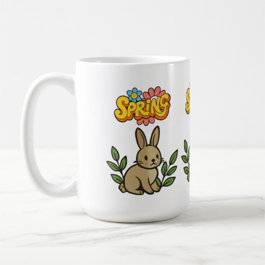 Retro 70s Spring Bunny Graphic Design Kaffeetasse (Links)