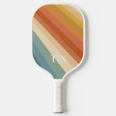 Retro 70s Stripe Monogram Pickleball Schläger (Vorderseite)